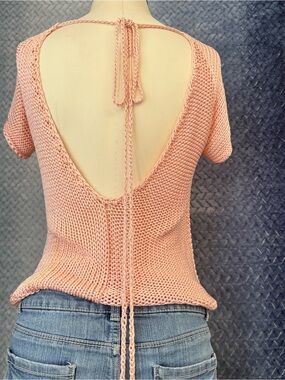 Handmade Pink Knit with Open Back OS